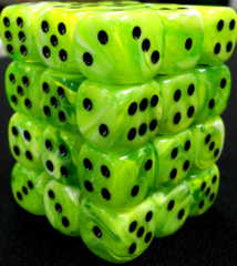 36Bright Green w/black Vortex 12mm D6 Dice Block